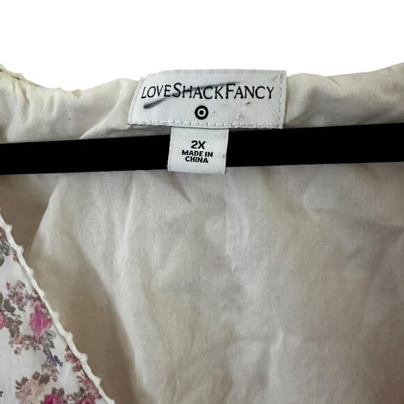 LoveShackFancy X Target Camille Blue Pink Floral Tiered V-Neck Midi Dress - Picture 6 of 8